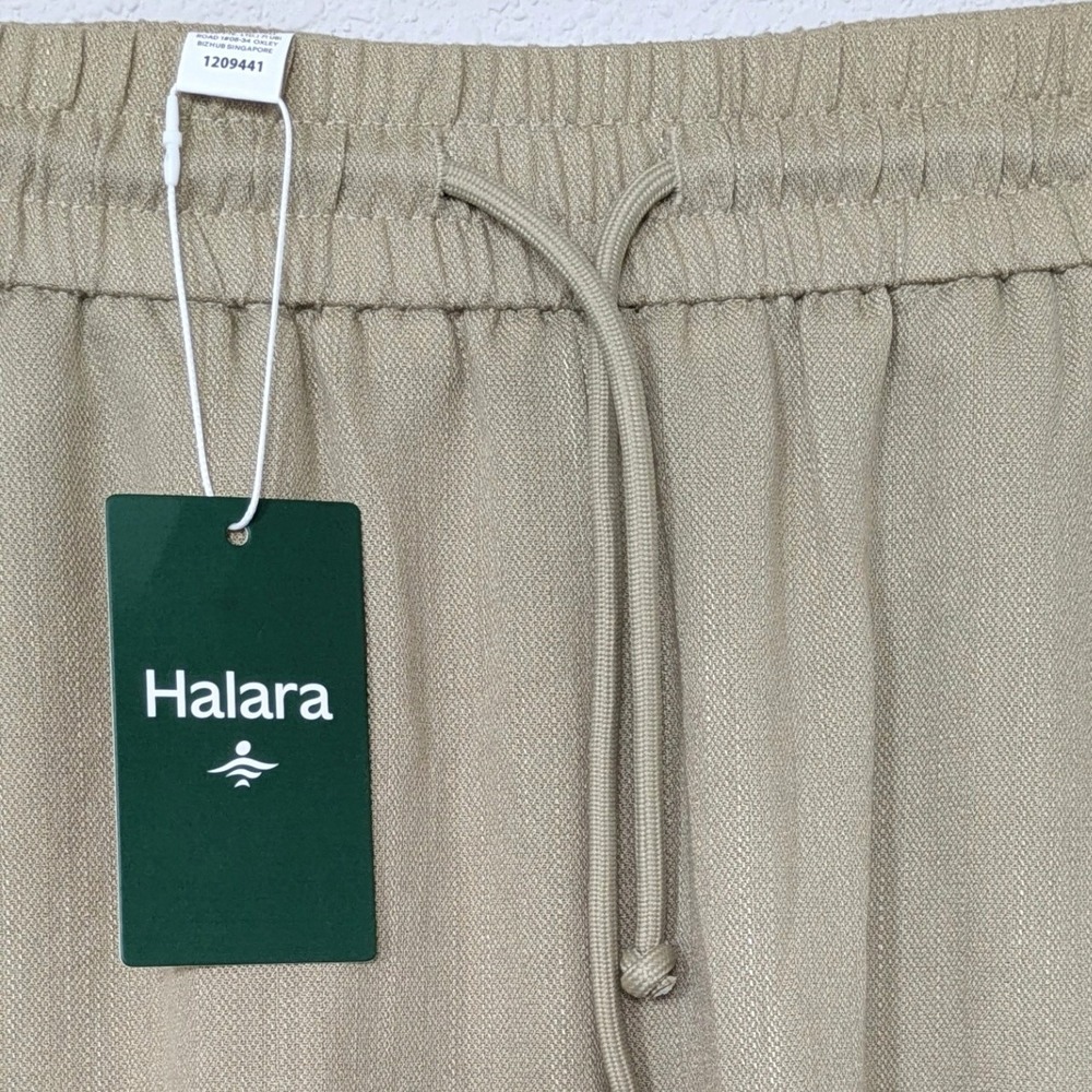 Halara Wide Leg Drawstring Pants Womens Medium Beige Casual Textured Trousers - Picture 4 of 7